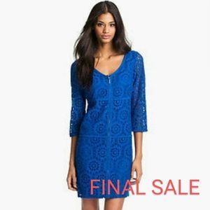 Laundry By Shelli Segal Blue Lace Midi Dress